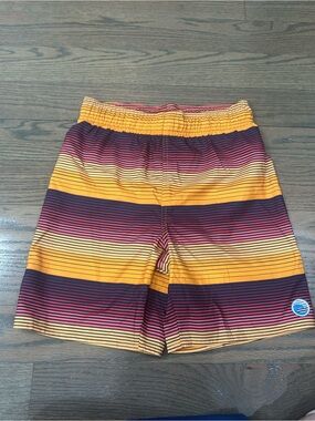 Laguna Boys Swim Trunks Red & Orange Sunset Print Size M (10/12)
